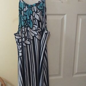 Melissa Paige Teal and Black Floral Maxi Dress